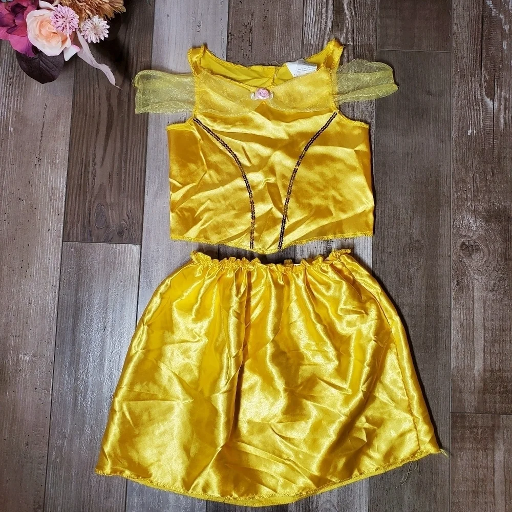 Disney Jakks Pacific Fantasy Play Costume Fits Sizes 4-6X Belle Yellow 2Pc